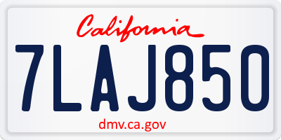 CA license plate 7LAJ850