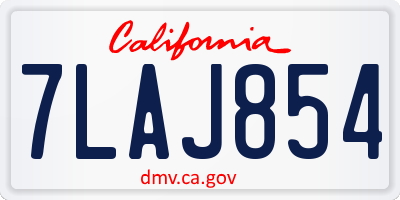 CA license plate 7LAJ854