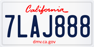 CA license plate 7LAJ888
