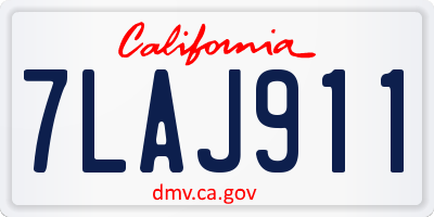 CA license plate 7LAJ911