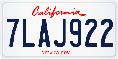 CA license plate 7LAJ922