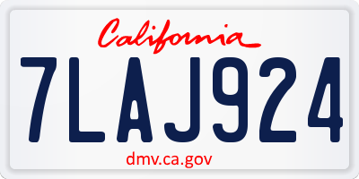 CA license plate 7LAJ924