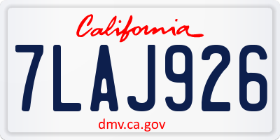 CA license plate 7LAJ926