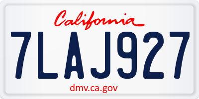 CA license plate 7LAJ927