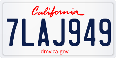 CA license plate 7LAJ949