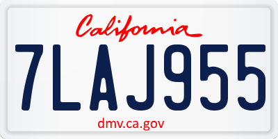 CA license plate 7LAJ955