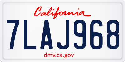 CA license plate 7LAJ968
