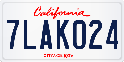 CA license plate 7LAK024