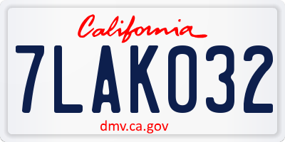CA license plate 7LAK032