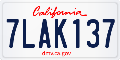 CA license plate 7LAK137