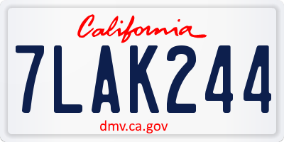 CA license plate 7LAK244