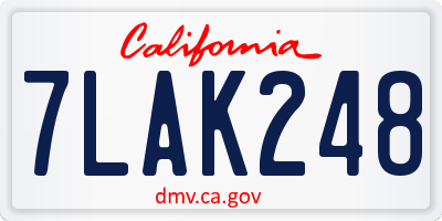 CA license plate 7LAK248