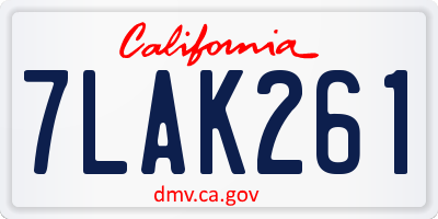 CA license plate 7LAK261