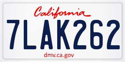 CA license plate 7LAK262
