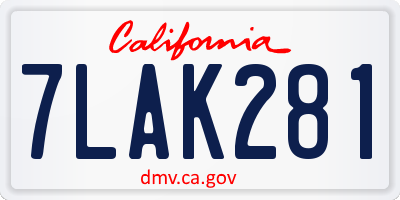 CA license plate 7LAK281