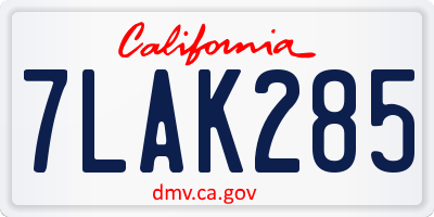 CA license plate 7LAK285