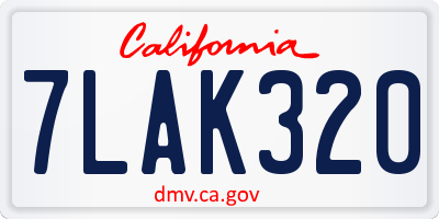 CA license plate 7LAK320