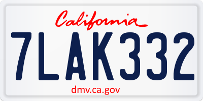 CA license plate 7LAK332