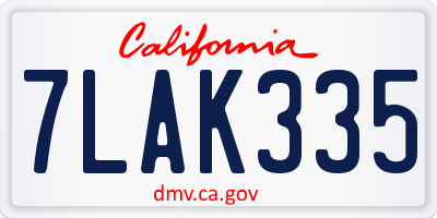 CA license plate 7LAK335