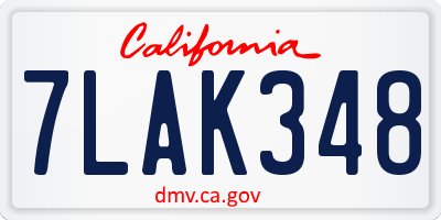 CA license plate 7LAK348