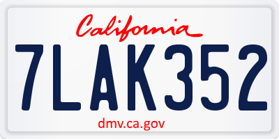 CA license plate 7LAK352