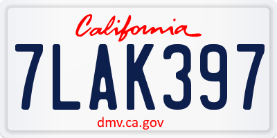 CA license plate 7LAK397