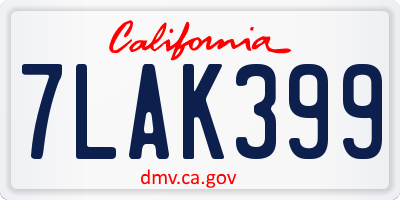 CA license plate 7LAK399