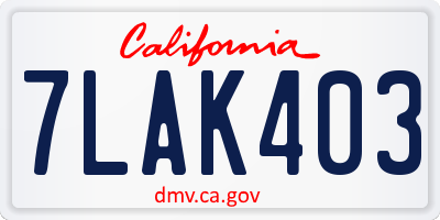CA license plate 7LAK403