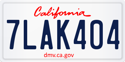 CA license plate 7LAK404