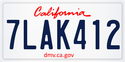 CA license plate 7LAK412