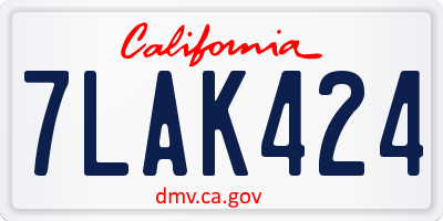CA license plate 7LAK424