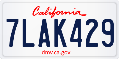 CA license plate 7LAK429