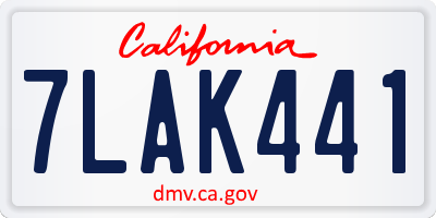 CA license plate 7LAK441