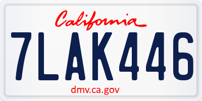 CA license plate 7LAK446