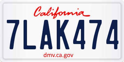 CA license plate 7LAK474