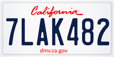 CA license plate 7LAK482