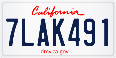 CA license plate 7LAK491