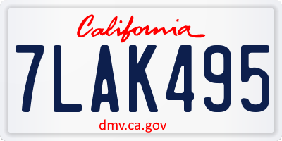 CA license plate 7LAK495