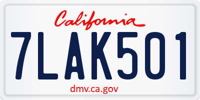 CA license plate 7LAK501