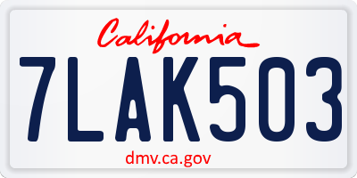 CA license plate 7LAK503