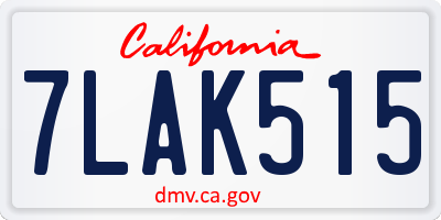 CA license plate 7LAK515