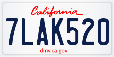 CA license plate 7LAK520