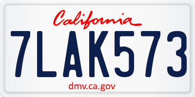CA license plate 7LAK573