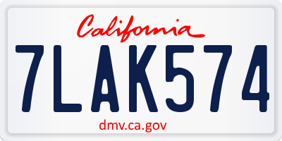 CA license plate 7LAK574