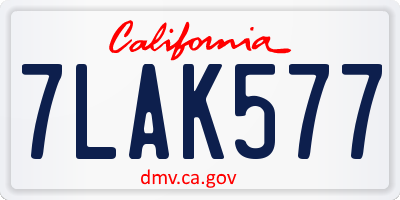 CA license plate 7LAK577