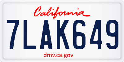 CA license plate 7LAK649