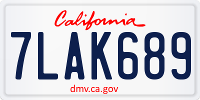 CA license plate 7LAK689