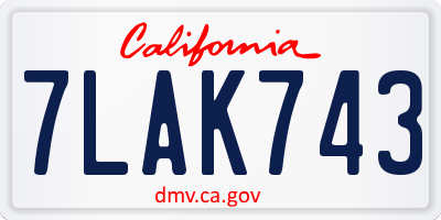 CA license plate 7LAK743