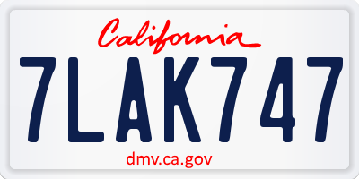 CA license plate 7LAK747