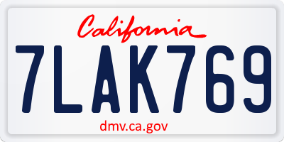 CA license plate 7LAK769